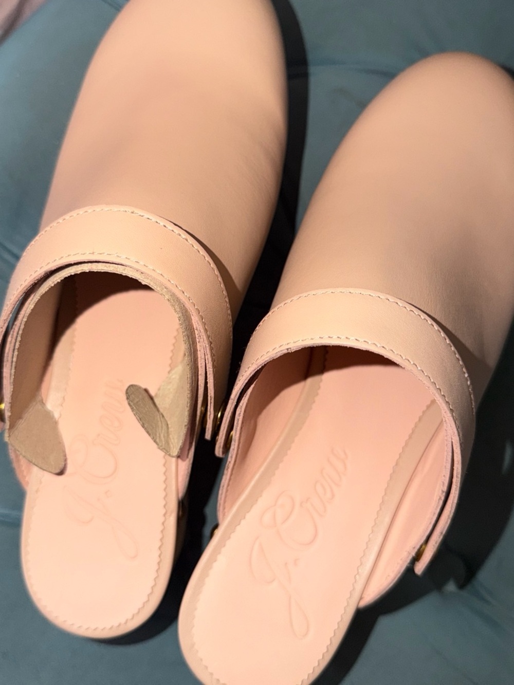 Women's Pink Studded Leather Clog Mules - Picture 2 of 3